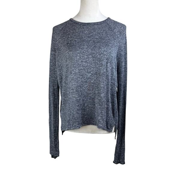Rag & Bone Jean Camden Marled Black Thin Soft Knit Long Sleeve Relaxed Tee - Picture 3 of 14